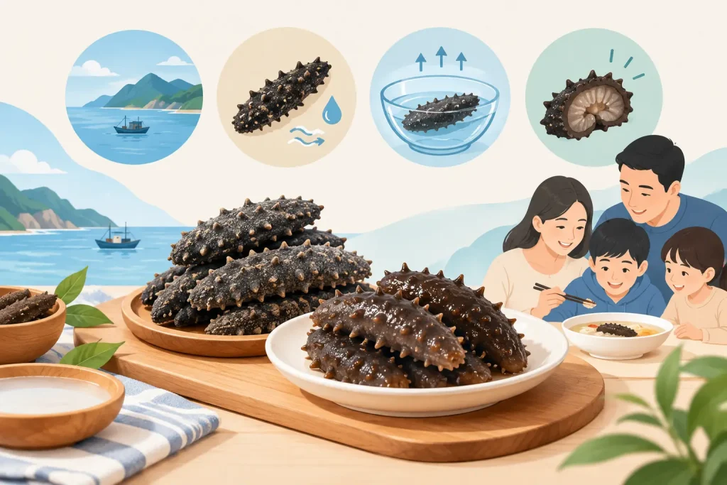 海參品質比較怎麼看？從產地乾度泡發率與口感挑出適合全家滋補的好海參不花冤枉錢的實用方法